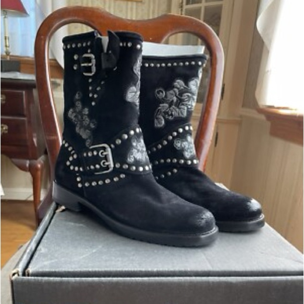 Frye black Studded engineer Boots